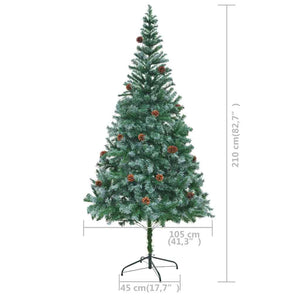 Künstlicher Weihnachtsbaum mit Beleuchtung Kugeln Zapfen 210 cm