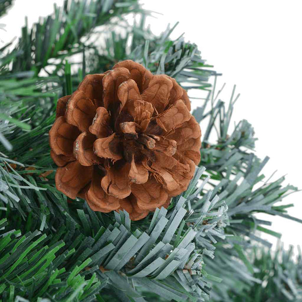 Künstlicher Weihnachtsbaum mit Beleuchtung Kugeln Zapfen 210 cm