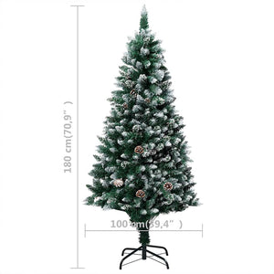 Künstlicher Weihnachtsbaum mit LEDs Kugeln Zapfen 180 cm