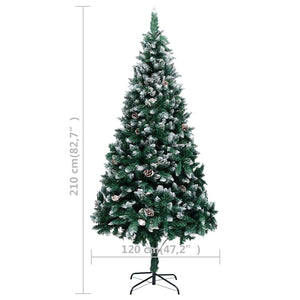 vidaXL Sapin de Noël artificiel avec LED, boules et pommes de pin 210 cm