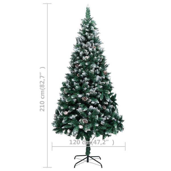 vidaXL Sapin de Noël artificiel avec LED, boules et pommes de pin 210 cm