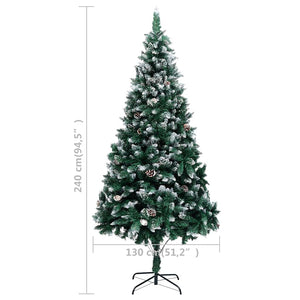 Künstlicher Weihnachtsbaum mit LEDs Kugeln Zapfen 240 cm