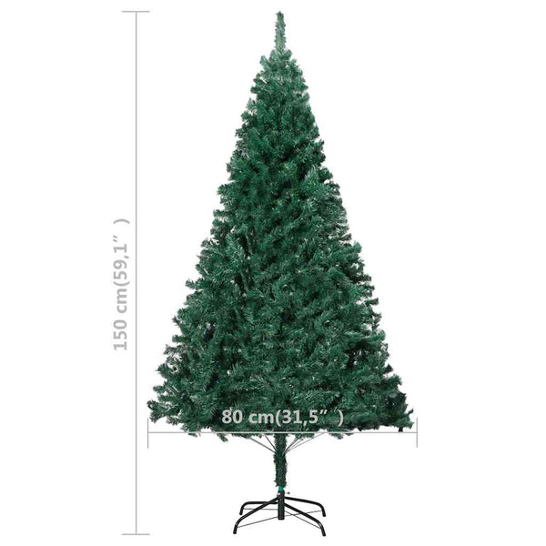 Künstlicher Weihnachtsbaum mit Beleuchtung & Kugeln Grün 150 cm