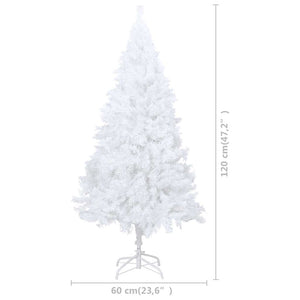 Künstlicher Weihnachtsbaum mit Beleuchtung & Kugeln Weiß 120 cm