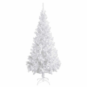 Künstlicher Weihnachtsbaum mit Beleuchtung & Kugeln Weiß 180 cm