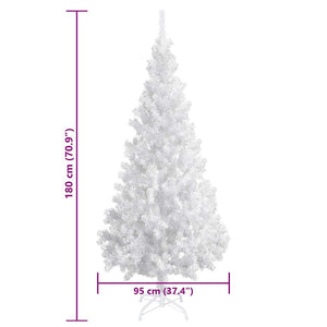 Künstlicher Weihnachtsbaum mit Beleuchtung & Kugeln Weiß 180 cm