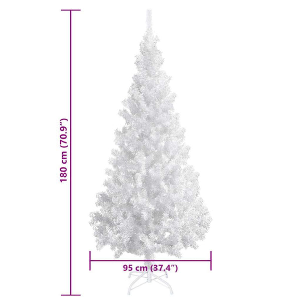 Künstlicher Weihnachtsbaum mit Beleuchtung & Kugeln Weiß 180 cm