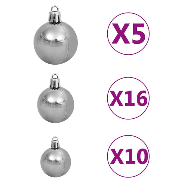 Künstlicher Weihnachtsbaum mit Beleuchtung & Kugeln Weiß 180 cm