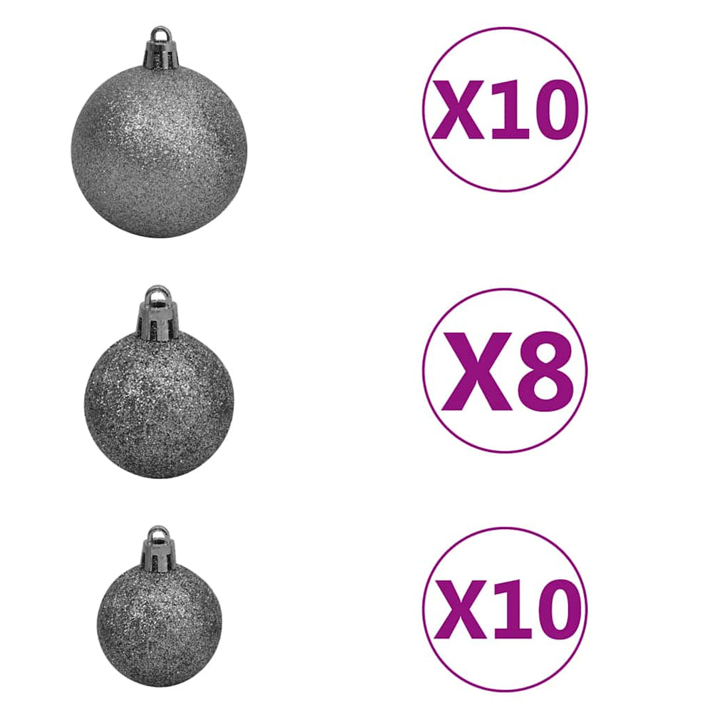 Künstlicher Weihnachtsbaum mit Beleuchtung & Kugeln Weiß 180 cm