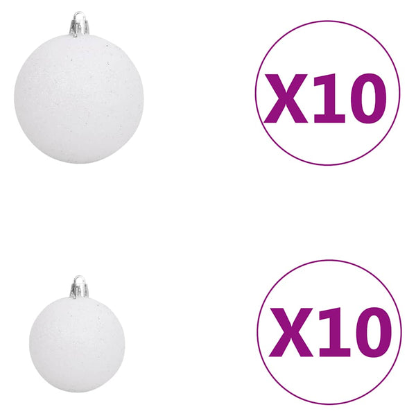 Künstlicher Weihnachtsbaum mit Beleuchtung & Kugeln Weiß 180 cm