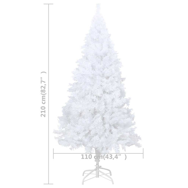 Künstlicher Weihnachtsbaum mit Beleuchtung & Kugeln Weiß 210 cm
