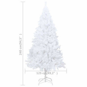 Künstlicher Weihnachtsbaum mit Beleuchtung & Kugeln Weiß 240 cm