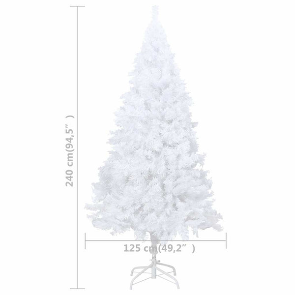 Künstlicher Weihnachtsbaum mit Beleuchtung & Kugeln Weiß 240 cm