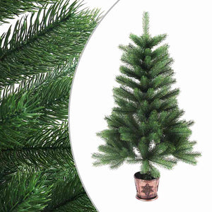 Künstlicher Weihnachtsbaum mit Beleuchtung & Kugeln 90 cm Grün