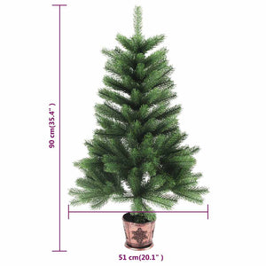 Künstlicher Weihnachtsbaum mit Beleuchtung & Kugeln 90 cm Grün