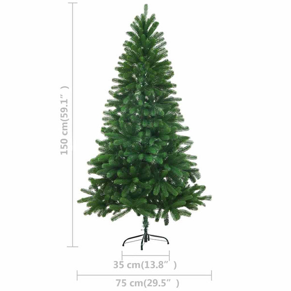 Künstlicher Weihnachtsbaum mit Beleuchtung & Kugeln 150 cm Grün