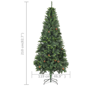Künstlicher Weihnachtsbaum mit Beleuchtung & Zapfen Grün 210 cm