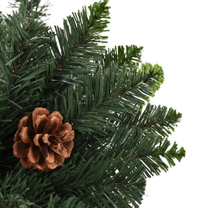 Künstlicher Weihnachtsbaum mit Beleuchtung & Zapfen Grün 210 cm
