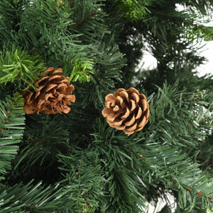 Künstlicher Weihnachtsbaum mit Beleuchtung & Zapfen Grün 210 cm