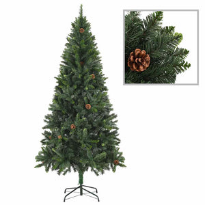 Künstlicher Weihnachtsbaum mit Beleuchtung & Kugeln Grün 210 cm