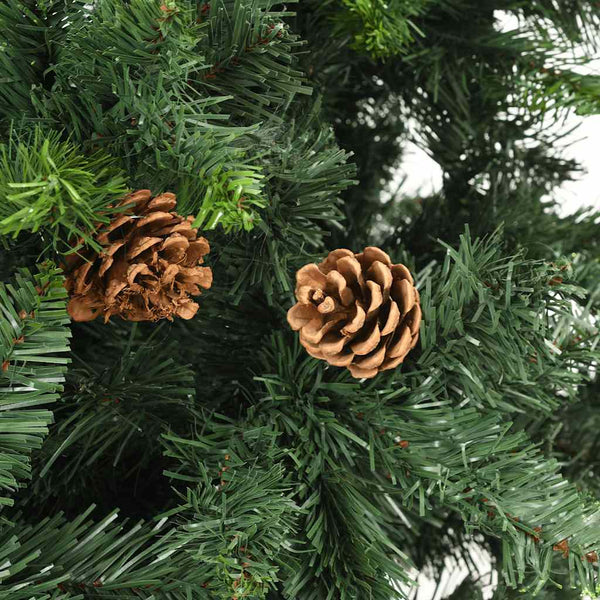 Künstlicher Weihnachtsbaum mit Beleuchtung & Kugeln Grün 210 cm