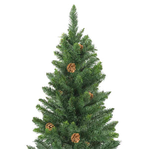 Künstlicher Weihnachtsbaum mit Beleuchtung & Kugeln Grün 210 cm