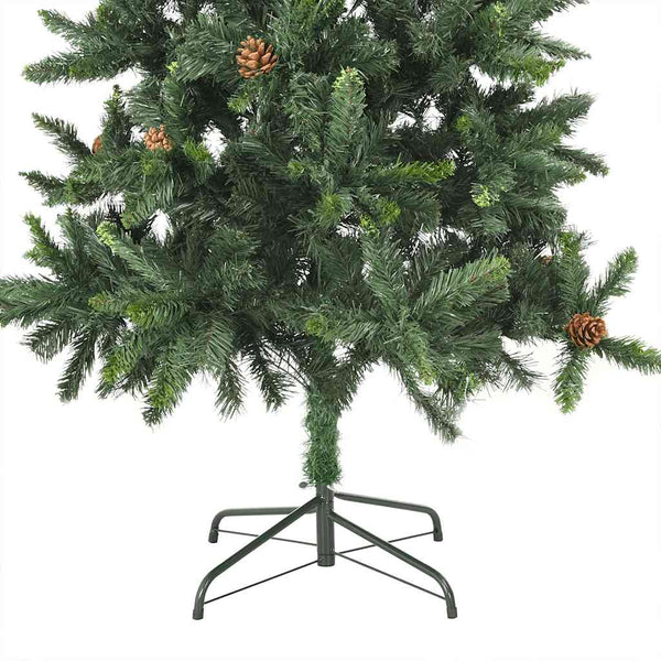 Künstlicher Weihnachtsbaum mit Beleuchtung & Kugeln Grün 210 cm