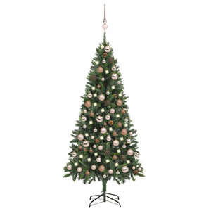 Künstlicher Weihnachtsbaum mit Beleuchtung Kugeln Zapfen 180 cm