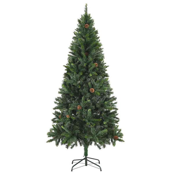 Künstlicher Weihnachtsbaum mit Beleuchtung Kugeln Zapfen 180 cm