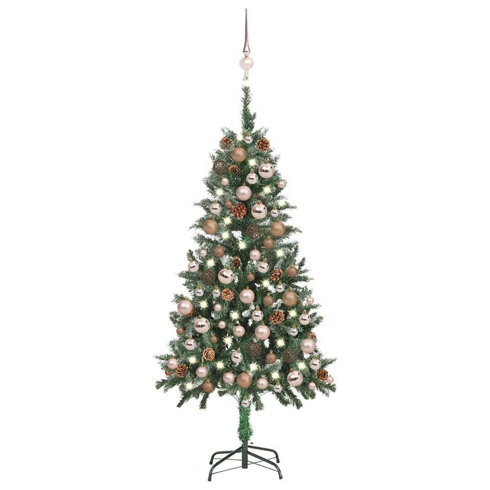 Künstlicher Weihnachtsbaum mit Beleuchtung Kugeln Zapfen 150 cm