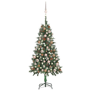 Künstlicher Weihnachtsbaum mit Beleuchtung Kugeln Zapfen 150 cm
