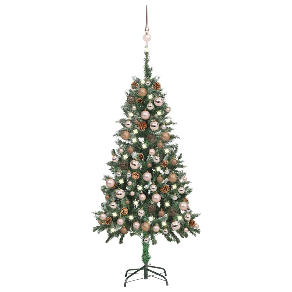 Künstlicher Weihnachtsbaum mit Beleuchtung Kugeln Zapfen 150 cm