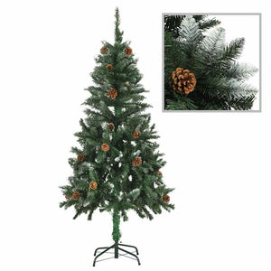 Künstlicher Weihnachtsbaum mit Beleuchtung Kugeln Zapfen 150 cm