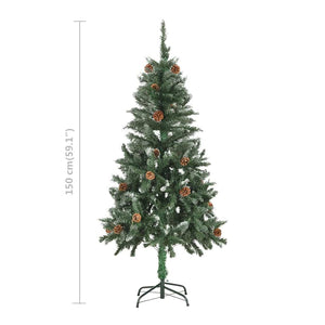 Künstlicher Weihnachtsbaum mit Beleuchtung Kugeln Zapfen 150 cm