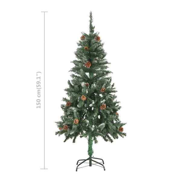 Künstlicher Weihnachtsbaum mit Beleuchtung Kugeln Zapfen 150 cm