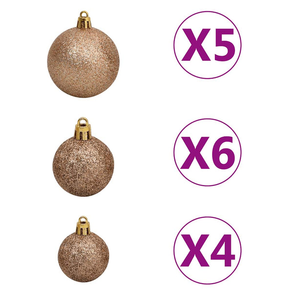 Künstlicher Weihnachtsbaum mit Beleuchtung Kugeln Zapfen 150 cm