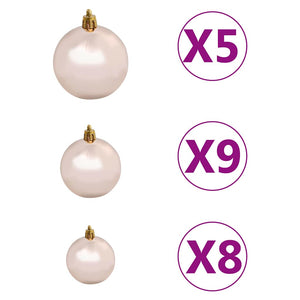 Künstlicher Weihnachtsbaum mit Beleuchtung Kugeln Zapfen 150 cm