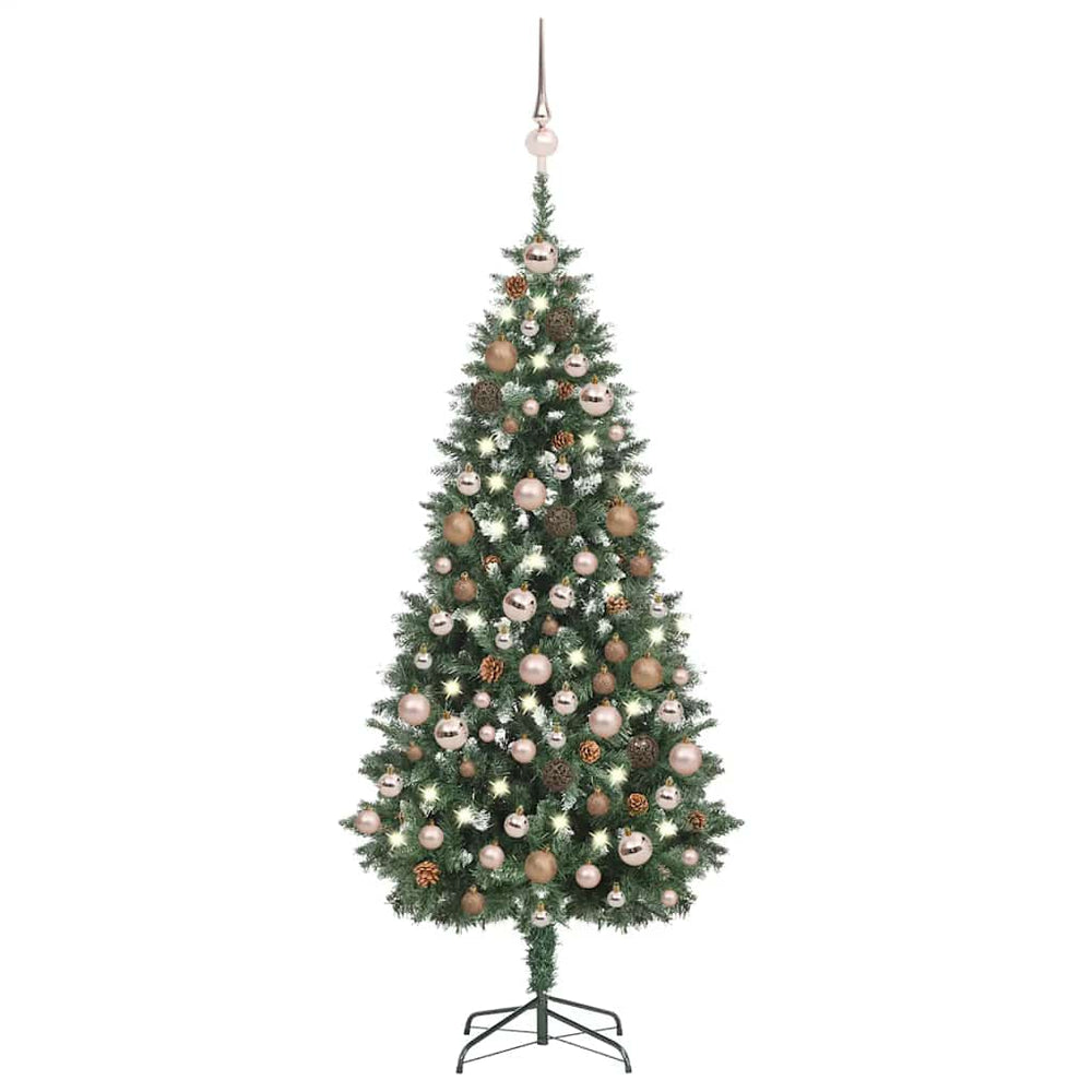 Künstlicher Weihnachtsbaum mit Beleuchtung Kugeln Zapfen 180 cm