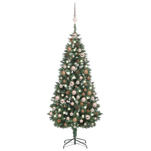 Künstlicher Weihnachtsbaum mit Beleuchtung Kugeln Zapfen 180 cm