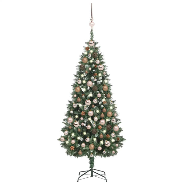 Künstlicher Weihnachtsbaum mit Beleuchtung Kugeln Zapfen 180 cm