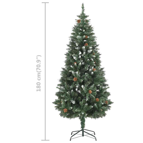 Künstlicher Weihnachtsbaum mit Beleuchtung Kugeln Zapfen 180 cm
