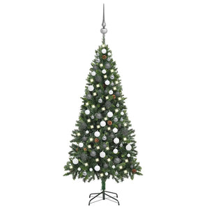 Künstlicher Weihnachtsbaum mit Beleuchtung Kugeln Zapfen 180 cm