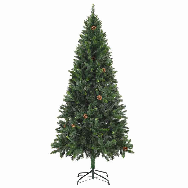 Künstlicher Weihnachtsbaum mit Beleuchtung Kugeln Zapfen 180 cm