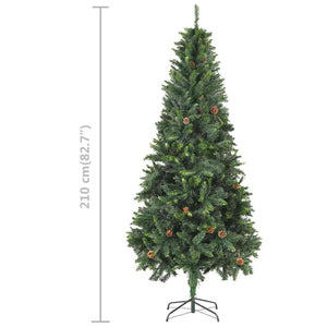 Künstlicher Weihnachtsbaum mit Beleuchtung Kugeln Zapfen 210 cm