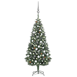 Künstlicher Weihnachtsbaum mit Beleuchtung Kugeln Zapfen 180 cm