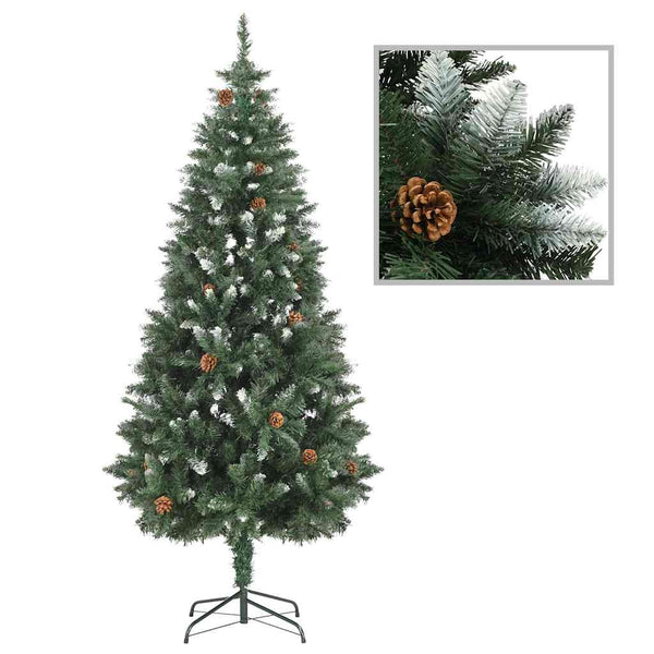 Künstlicher Weihnachtsbaum mit Beleuchtung Kugeln Zapfen 180 cm