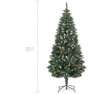 Künstlicher Weihnachtsbaum mit Beleuchtung Kugeln Zapfen 180 cm