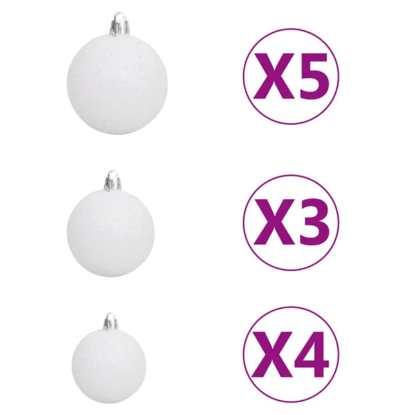 Künstlicher Weihnachtsbaum mit Beleuchtung Kugeln Zapfen 180 cm