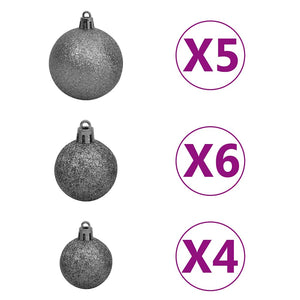 Künstlicher Weihnachtsbaum mit Beleuchtung Kugeln Zapfen 180 cm