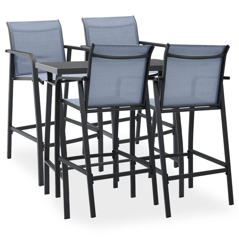 vidaXL 5-piece Garden Bar Set Black and Grey
